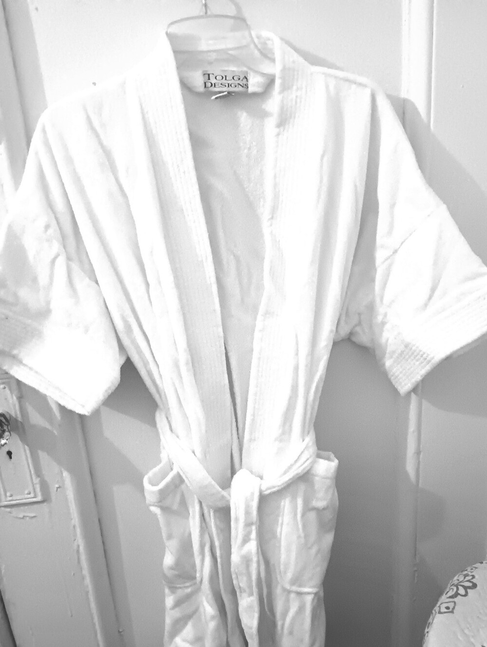 White Kimono Style Bathrobe 100% Cotton
